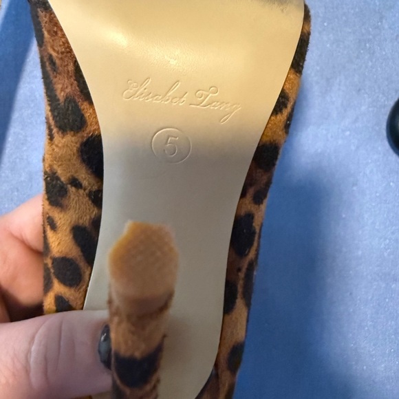 Elizabet Lang Brown and Black Stiletto Heels with Leopard Print - Picture 3 of 6